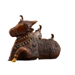 Pure Brass Nandi Statue | 8" x 11" x 6" | 5.5 kg | Vintage Bronze Tone | Three Shiv Lings | Traditional Hindu Temple Bull Sculpture | Sacred Art | Jaipurio